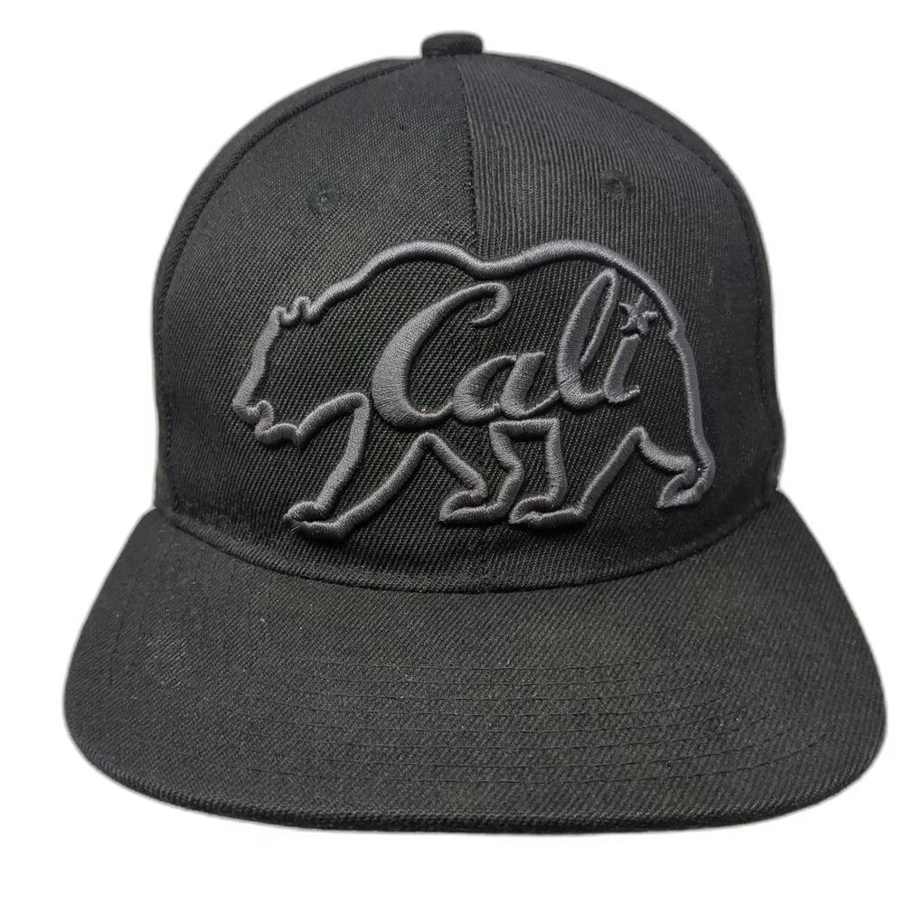Headlines Snapback Hat Black One Size Cali Bear 3D Gray Embroidery Flat Brim